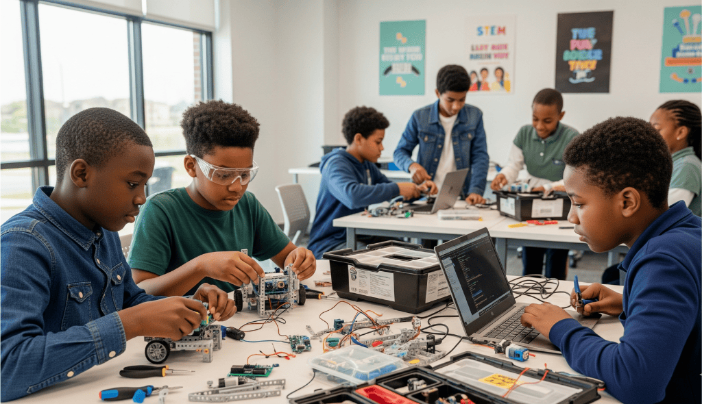 Diverse South African students preparing for future careers with AI guidance